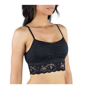 Everviolet Women's Bra Sz M Astrid Jersey Comfort with Lace Blk/Blue A619891